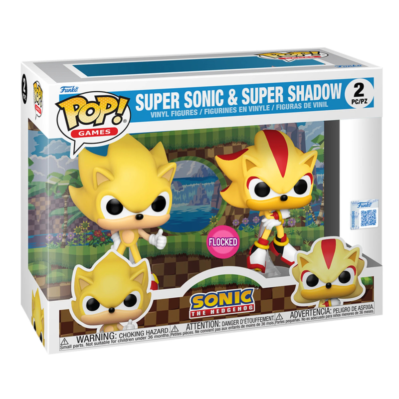 Funko Pop the Hedgehog Super Sonic & Super Shadow Flocked Exclusive 2 Pack