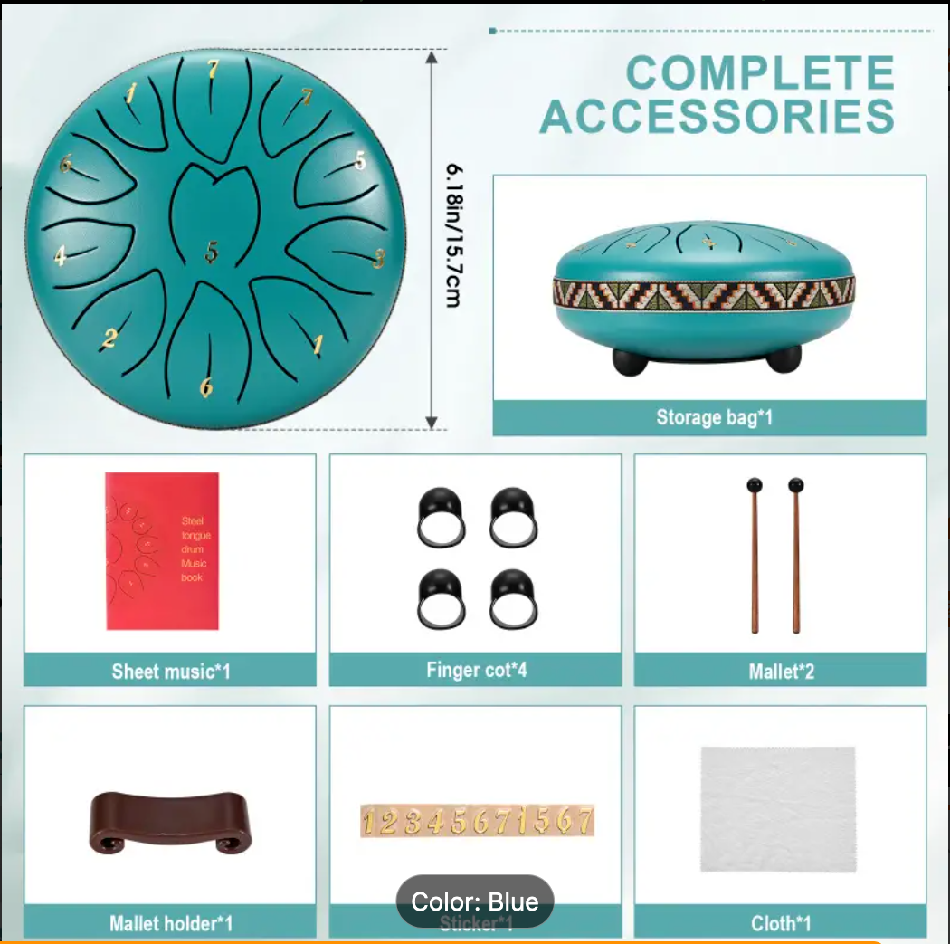 11 Note 6 Inch Steel Tongue Drum Rain Chime For Outside Garden Waterproof Gift