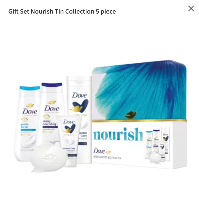 Dove Gift Set Nourish Tin Collection 5 piece Gift Set Perfect Gifts for Her