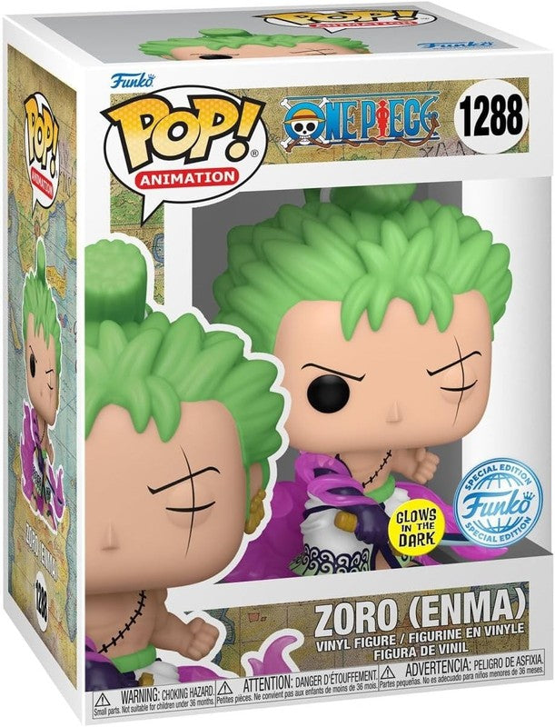Funko Pop Roronoa Zoro (Enma) GLOW # 1288 Exclusive One Piece Anime + Protector