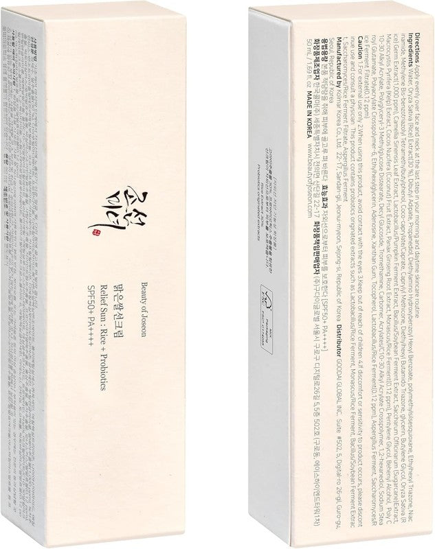 Beauty of Joseon Sunscreen SPF50+ Relief, Aqua Fresh ,Ginseng  K-Beauty SkinCare