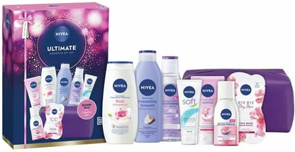 Large Nivea Ultimate Moments of Joy Gift Set (8PC Set) with Cosmetic Gift Bag