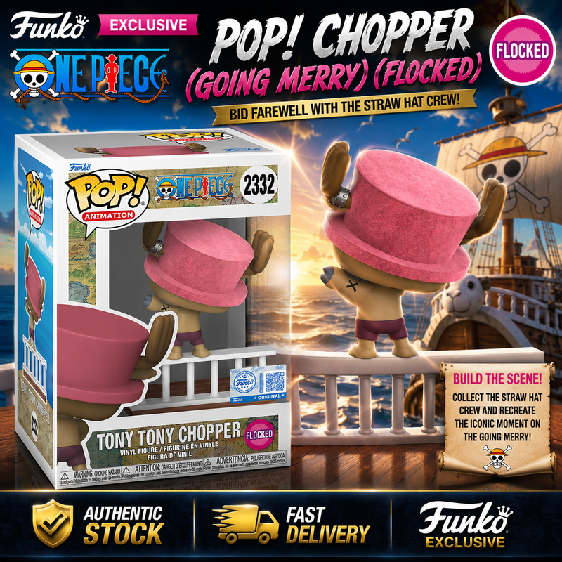 Funko Pop One Piece Chopper Going Merry Flocked #2332 Exclusive Anime +Protector