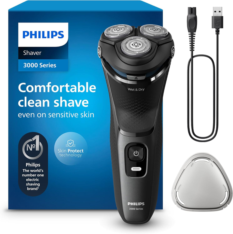 Philips Electric Shaver 3000 Series - Wet & Dry Electric Shaver for Men Cordless