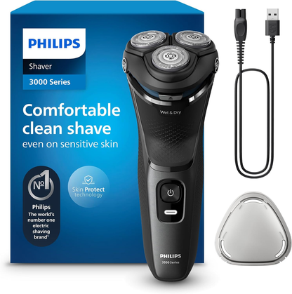Philips Electric Shaver 3000 Series - Wet & Dry Electric Shaver for Men Cordless