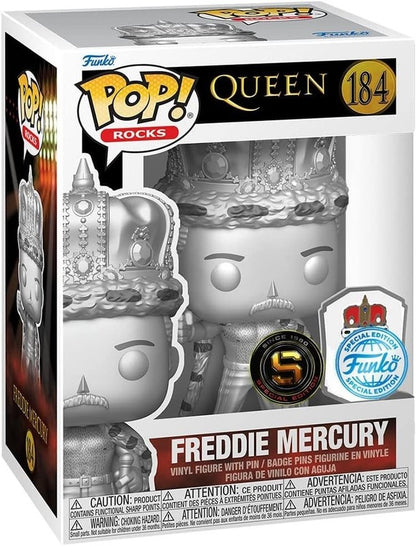 Funko Queen King Freddie Mercury Platinum Exclusive Pop! with Pin 184