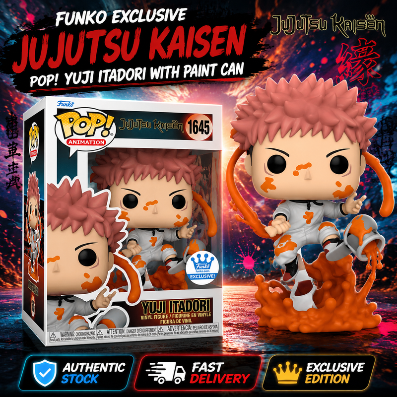 Funko Pop Animation Jujutsu Kaisen Yuji Itadori Paint Can #1645 Exclusive + Case
