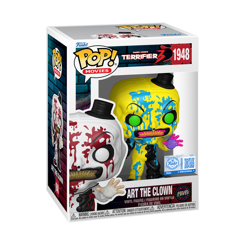 Funko Pop Terrifier 3 Art The Clown Glow Chase 1948 Horror Movie Exclusive +Case