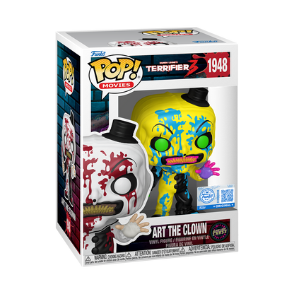 Funko Pop Terrifier 3 Art The Clown Glow Chase 1948 Horror Movie Exclusive +Case