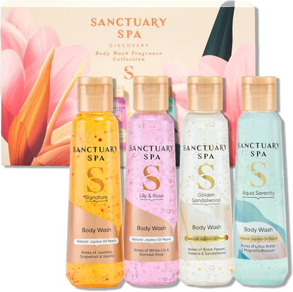 Sanctuary Spa Body Wash Gift Set, Discovery Collection 4 Travel‑Size Body Washes