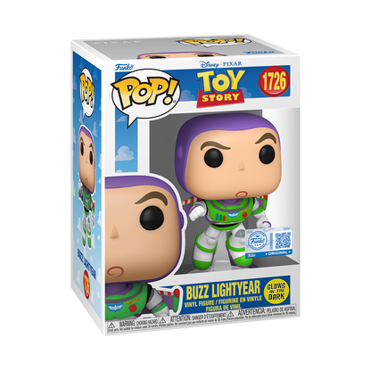 Funko Pop Buzz Lightyear Glow 1726 Toy Story Pixar Exclusive Vinyl +Protector