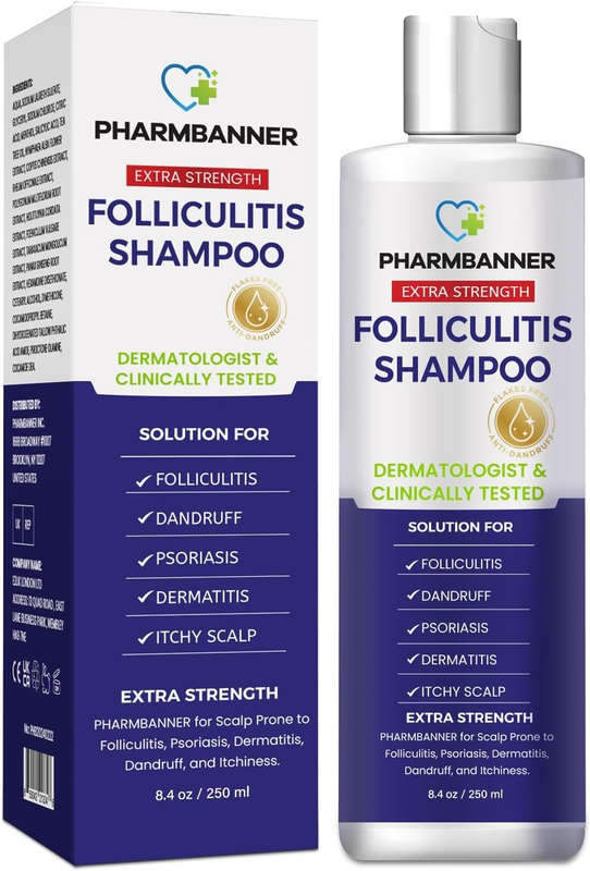 PHARMBANNER Folliculitis & Seborrheic Dermatitis Shampoo – Anti-Dandruff, Psoria