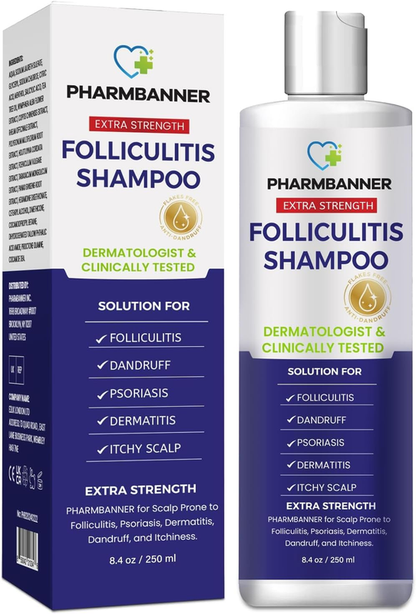 PHARMBANNER Folliculitis & Seborrheic Dermatitis Shampoo – Anti-Dandruff, Psoria