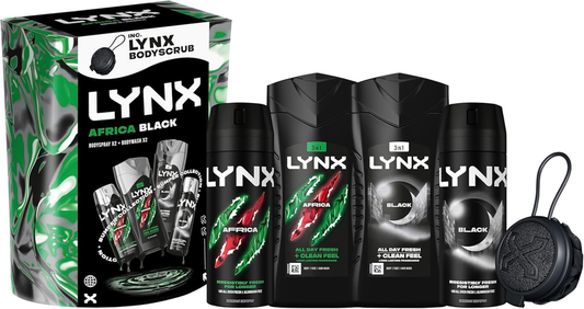 Lynx Gift Set Africa & Black Bumper Two Body Wash and Body Spray Duos Gift Set