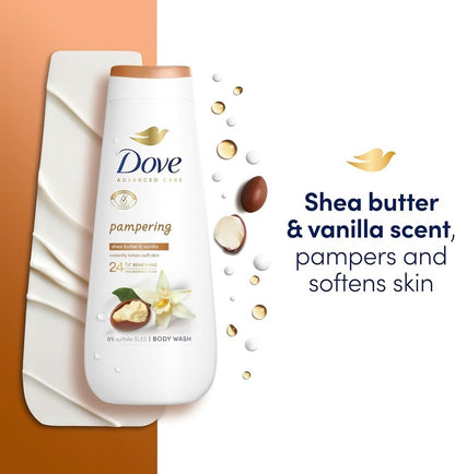 Dove Advanced Care Pampering Body Wash, Skin Cleanser Shower Gel Shea Butter UK