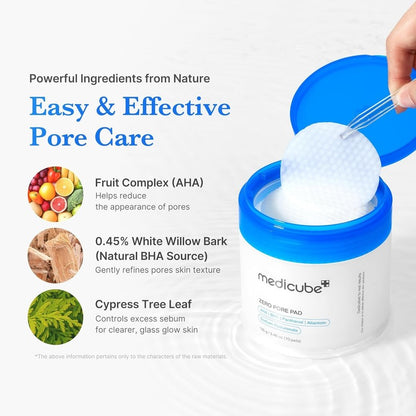 Medicube Zero Pore Pads 2.0, Dual-Textured Exfoliation I Korean Skin Care