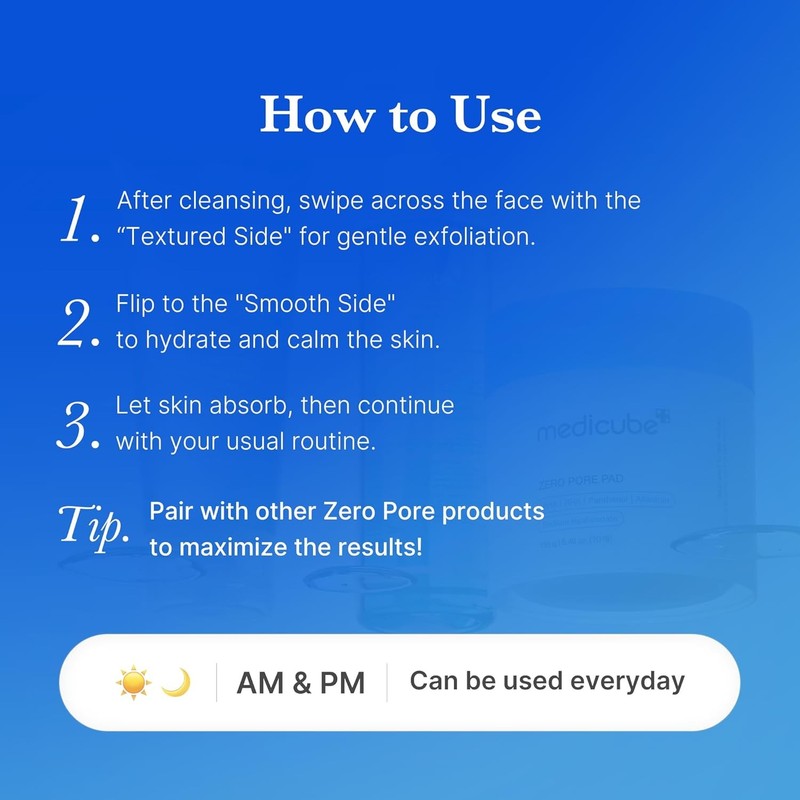 Medicube Zero Pore Pads 2.0, Dual-Textured Exfoliation I Korean Skin Care