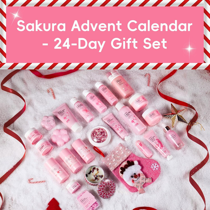 Sakura Beauty Advent Calendar 2025, 24 Luxury Skincare & Body Care Surprise Gift