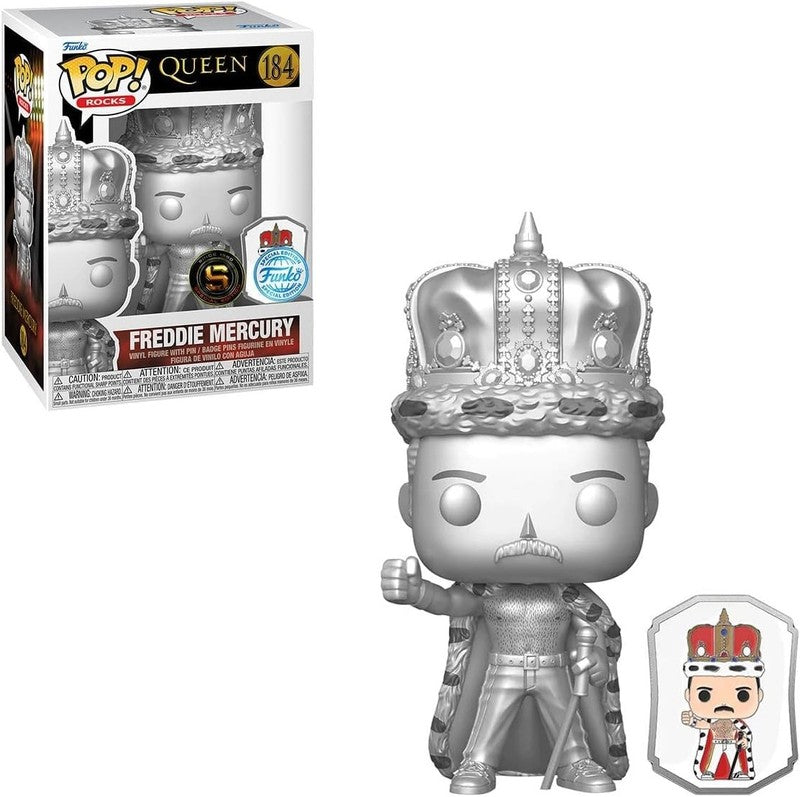 Funko Queen King Freddie Mercury Platinum Exclusive Pop! with Pin 184