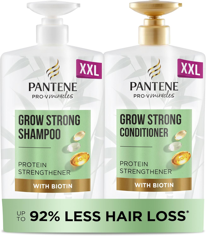 Pantene Grow Strong Shampoo and Conditioner Set, XL Hair Growth Shampoo , 2X 1L