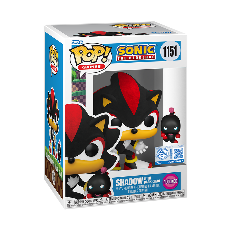 Funko Pop Sonic Shadow Dark Chao 1151 Flocked Exclusive Vinyl Games + Protector