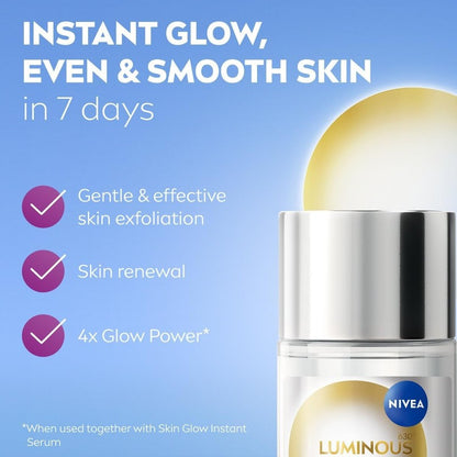 NIVEA Luminous 630 Instant Skin Glow Daily Liquid Exfoliant 100Ml, Face Exfoliat