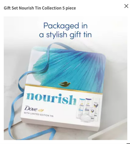 Dove Gift Set Nourish Tin Collection 5 piece Gift Set Perfect Gifts for Her