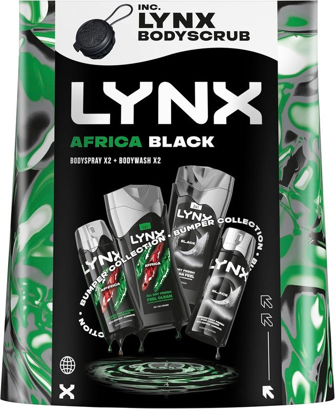 Lynx Gift Set Africa & Black Bumper Two Body Wash and Body Spray Duos Gift Set