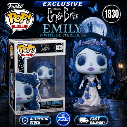 Funko Pop Corpse Bride Emily with Butterflies #1830 Plus Vinyl Figure +Protector