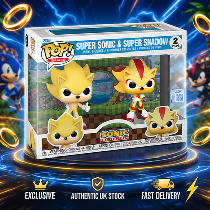 Funko Pop the Hedgehog Super Sonic & Super Shadow Flocked Exclusive 2 Pack