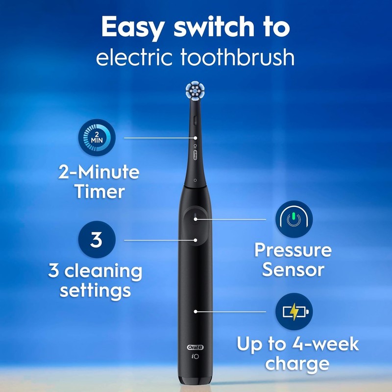 Oral-B Io2 Duo Electric Toothbrushes, 2 Handles, Night Black and Calm Pink