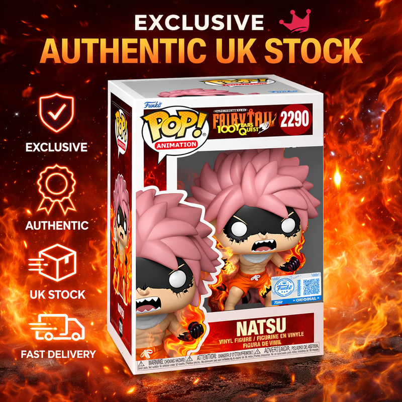 Funko Pop Fairy Tail Natsu (Fired Up) Vinyl Exclusive Animation 2290 + Protector