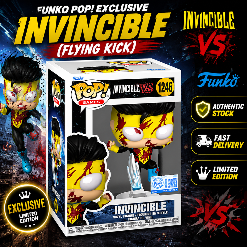 Funko Pop Games Invincible (Flying Kick) #1246 Bloody Exclusive Vinyl +Protector