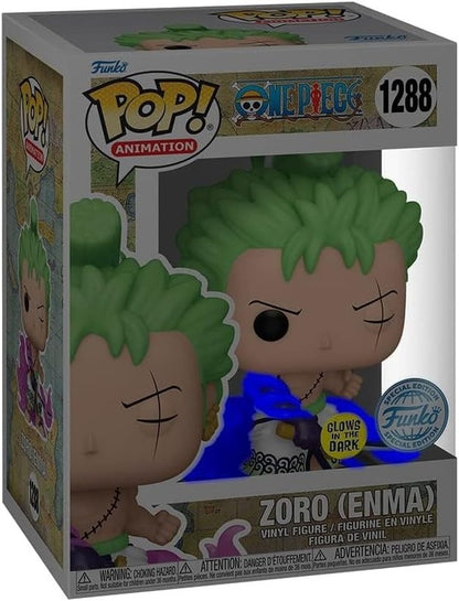 Funko Pop Roronoa Zoro (Enma) GLOW # 1288 Exclusive One Piece Anime + Protector