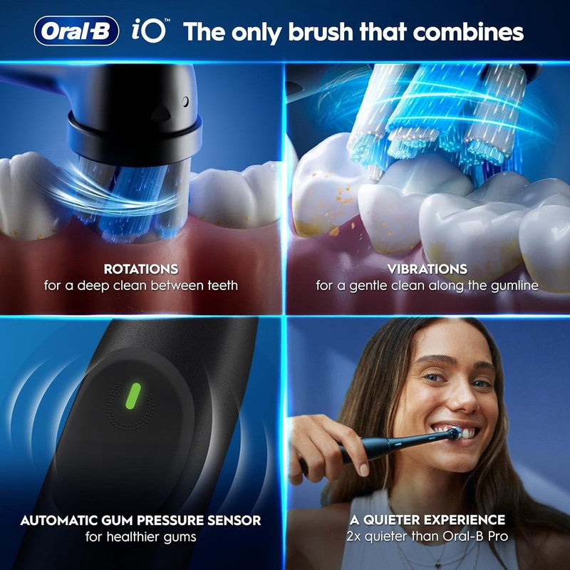 Oral-B Io2 Duo Electric Toothbrushes, 2 Handles, Night Black and Calm Pink