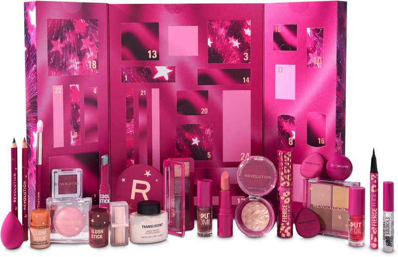 Revolution Beauty Makeup Advent Calendar 2025, 24 Must-Have Products Set Gift
