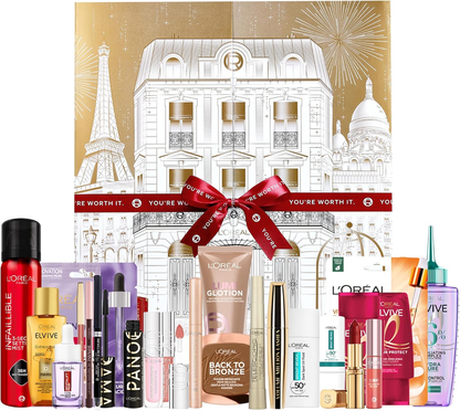 L'Oréal Paris Gift Set, 24 Beauty Iconic Makeup, Skincare & Haircare Worth £240