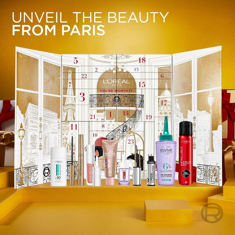 L'Oréal Paris Gift Set, 24 Beauty Iconic Makeup, Skincare & Haircare Worth £240