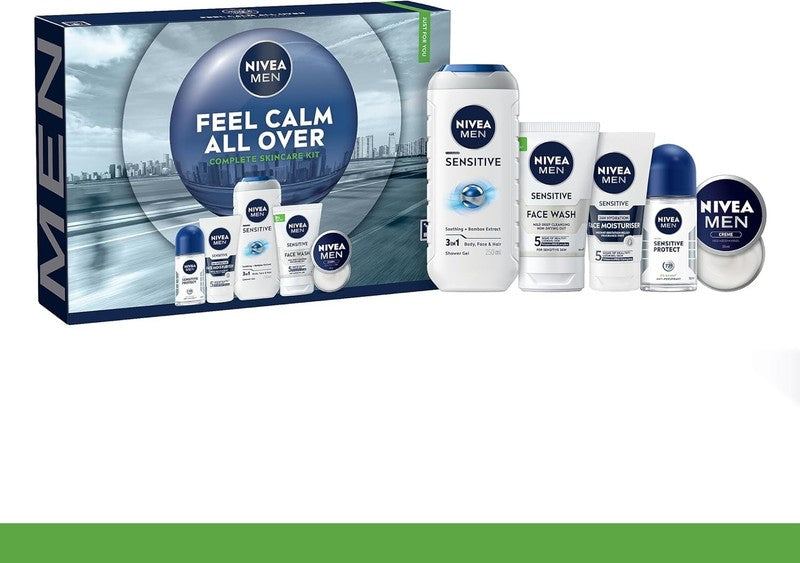 NIVEA MEN Feel Calm All over Skincare Gift Set - Men Gift Set Sensitive Skin