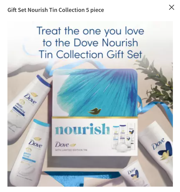 Dove Gift Set Nourish Tin Collection 5 piece Gift Set Perfect Gifts for Her