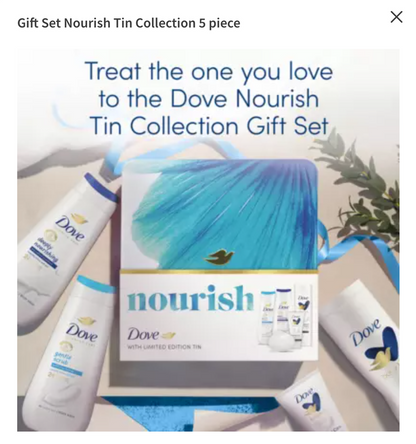Dove Gift Set Nourish Tin Collection 5 piece Gift Set Perfect Gifts for Her