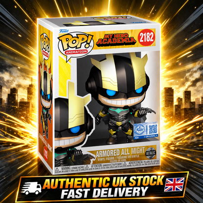 Funko Pop Armored All Might # 2182 Metallic Exclusive My Hero Academia Anime UK