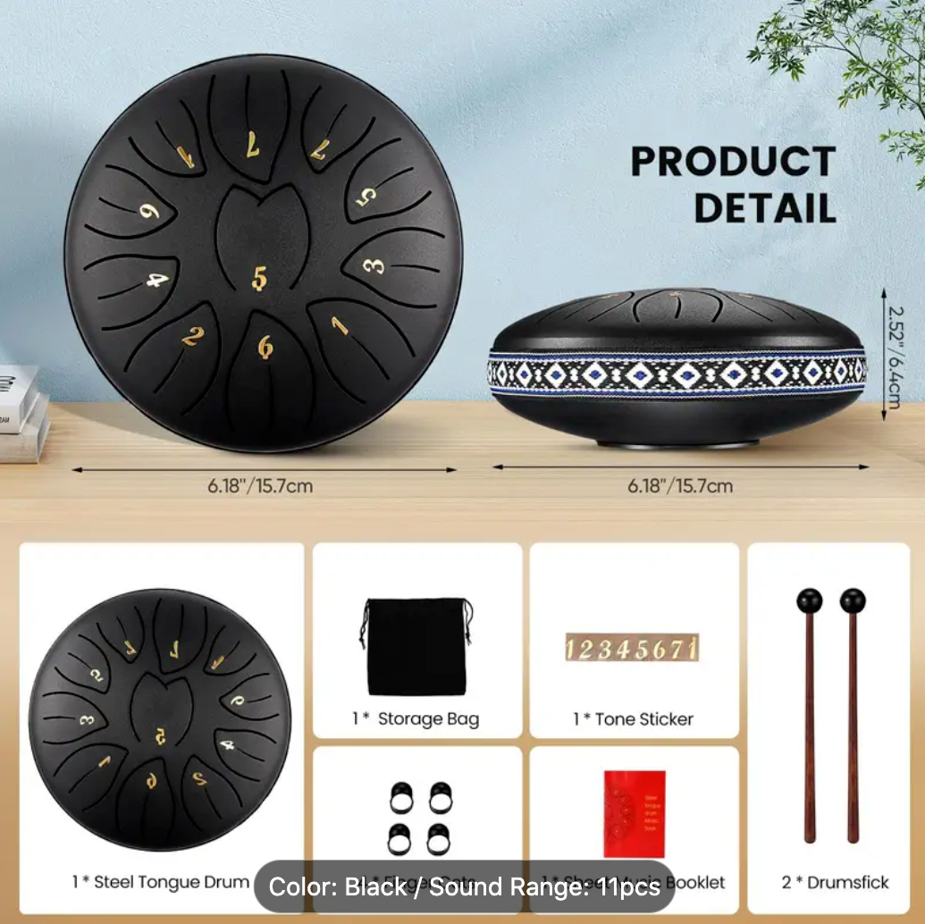 11 Note 6 Inch Steel Tongue Drum Rain Chime For Outside Garden Waterproof Gift