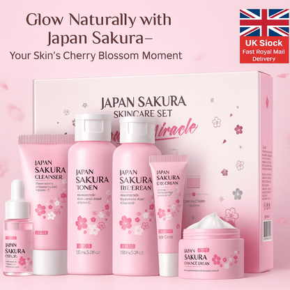 Sakura Skincare Set & Kit 6pcs Box -Christmas Gift Set, Ideal Gift Set for Women