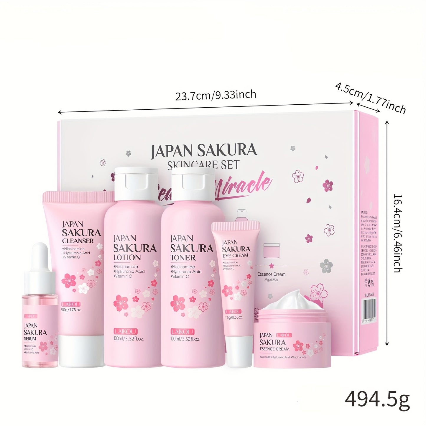 Sakura Skincare Set & Kit 6pcs Box -Christmas Gift Set, Ideal Gift Set for Women