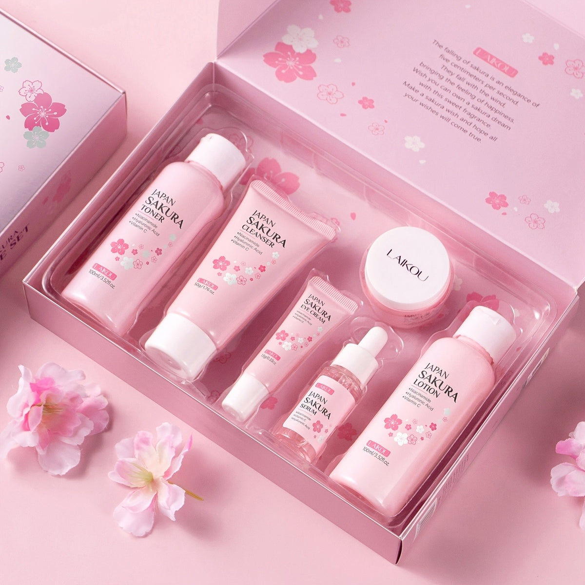 Sakura Skincare Set & Kit 6pcs Box -Christmas Gift Set, Ideal Gift Set for Women