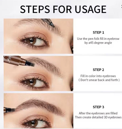 4 Prong Eyebrow Pen Waterproof Long Lasting Microblading Tattoo Pencil Natural3D