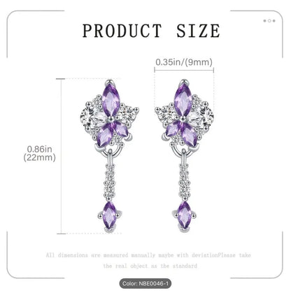 925 Sterling Silver Flower Zirconia Stud Earrings Women Elegant Jewellery Gift