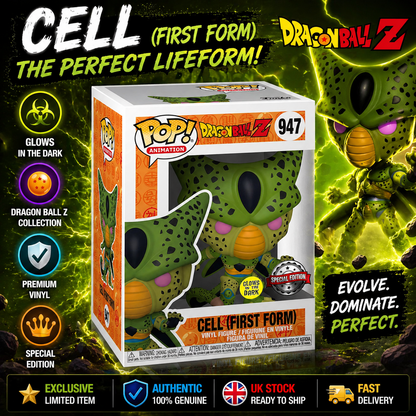Funko Pop Cell First Form # 947 Glow Dragon Ball Z  Exclusive Anime + Protector