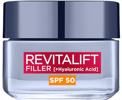 L’Oréal Paris Revitalift Filler Replumb SPF 50 Anti-Ageing Cream 50ml – Hydrates